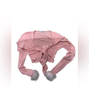 Fashion Nova Pink Tie-Front Crop Top